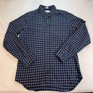 Taylor Stitch Mens Black/Blue Plaid Flannel Utility Shirt Cotton Size 40/M
